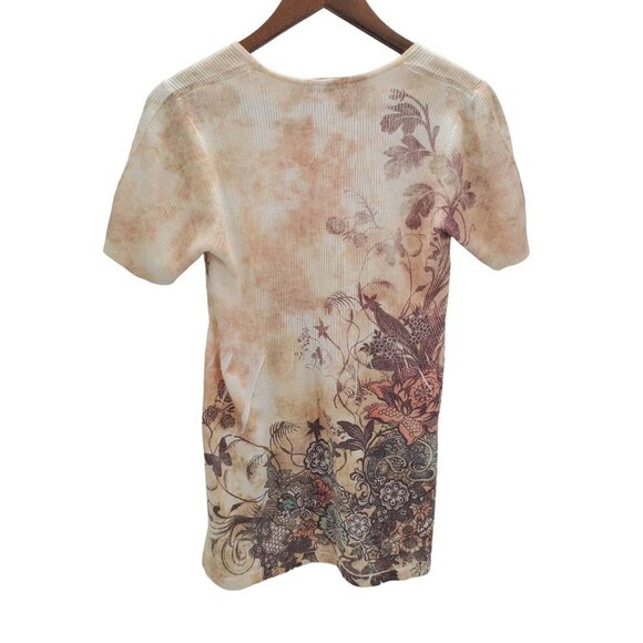 One World Live And Let Live Womens Short Sleeve Baby Doll Sweater‎ Sz XL Yellow - Picture 4 of 13